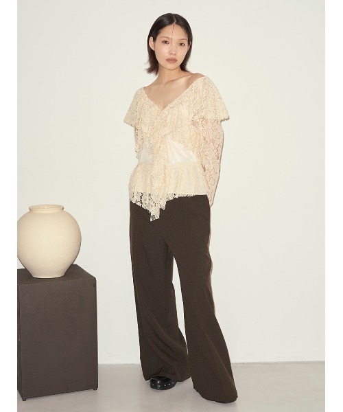 styling/（スタイリング）の「ラッフルレースブラウス（シャツ/ブラウス・レディース・アイボリー/ピンク/ブラック・F）」の6枚目の写真