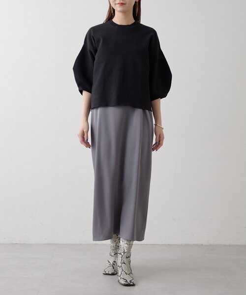 Drawing Numbers（ドローイング ナンバーズ）の「【Drawing Numbers】コットン袖パフニットプルオーバー（ニット/セーター・レディース・オフホワイト/グレー/ブラック・FREE）」の5枚目の写真