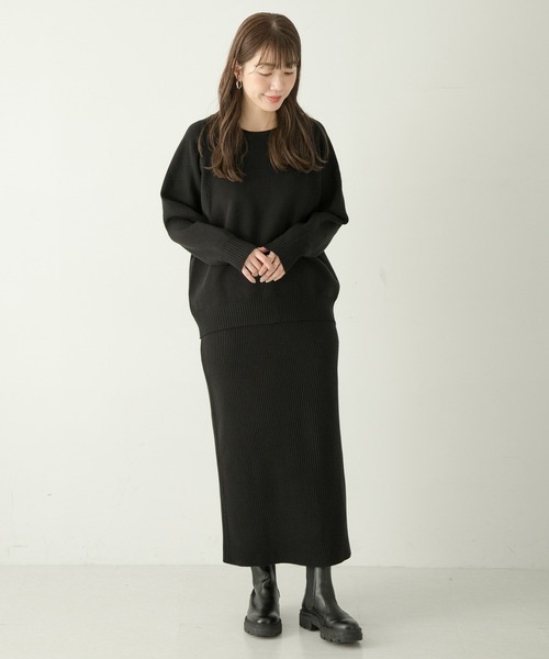 URBAN RESEARCH Sonny Label（アーバンリサーチサニーレーベル）の「『WEB限定』スウェットライクニット×スカートセットアップ（ワンピース・レディース・チャコールグレー/ブラック/ベージュ系その他・FREE）」の13枚目の写真