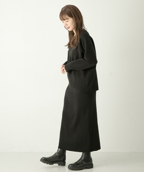 URBAN RESEARCH Sonny Label（アーバンリサーチサニーレーベル）の「『WEB限定』スウェットライクニット×スカートセットアップ（ワンピース・レディース・チャコールグレー/ブラック/ベージュ系その他・FREE）」の14枚目の写真