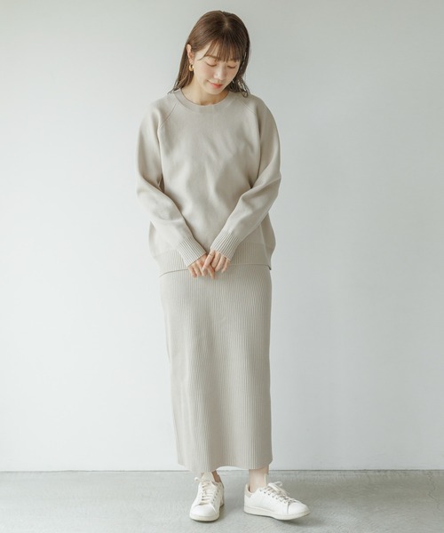 セール】『WEB限定』スウェットライクニット×スカートセットアップ