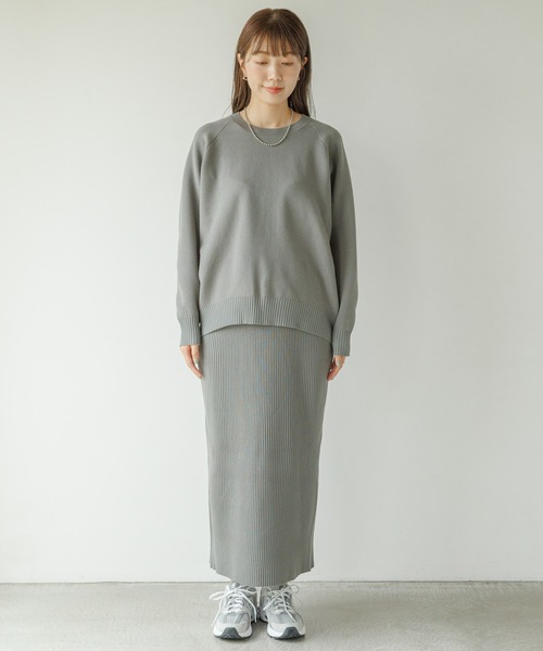 セール】『WEB限定』スウェットライクニット×スカートセットアップ