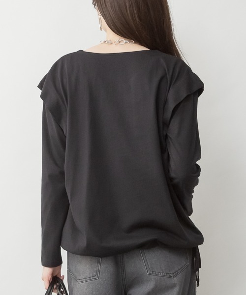 RCD(アールシーディー)の「ショルダータックカットソー(Tシャツ/カットソー・レディース・ブラック/グレイッシュベージュ/カーキ/チャコールグレー/オフホワイト・M-L/LL~3L/4L~5L)」の11枚目の写真
