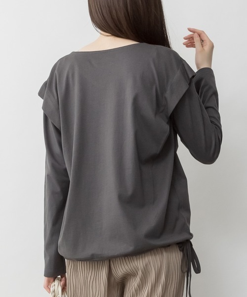 RCD(アールシーディー)の「ショルダータックカットソー(Tシャツ/カットソー・レディース・ブラック/グレイッシュベージュ/カーキ/チャコールグレー/オフホワイト・M-L/LL~3L/4L~5L)」の13枚目の写真