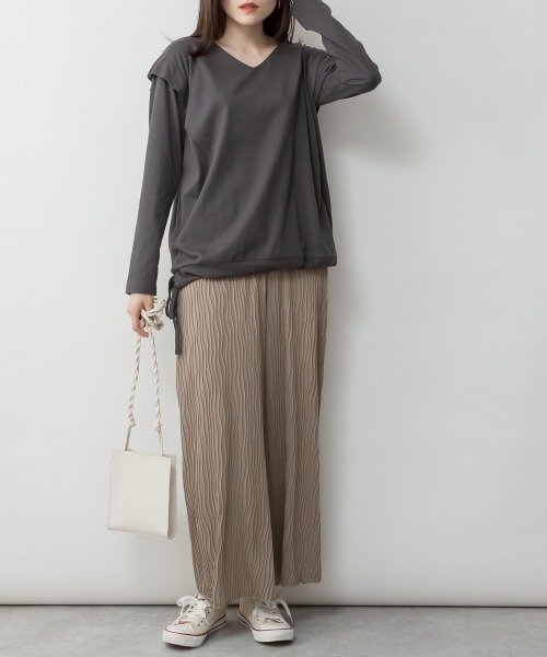 RCD(アールシーディー)の「ショルダータックカットソー(Tシャツ/カットソー・レディース・ブラック/グレイッシュベージュ/カーキ/チャコールグレー/オフホワイト・M-L/LL~3L/4L~5L)」の22枚目の写真