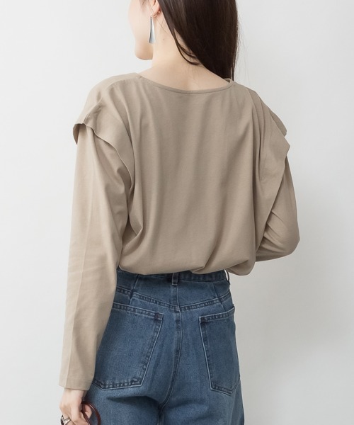 RCD(アールシーディー)の「ショルダータックカットソー(Tシャツ/カットソー・レディース・ブラック/グレイッシュベージュ/カーキ/チャコールグレー/オフホワイト・M-L/LL~3L/4L~5L)」の16枚目の写真