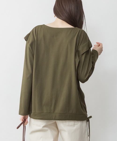 RCD(アールシーディー)の「ショルダータックカットソー(Tシャツ/カットソー・レディース・ブラック/グレイッシュベージュ/カーキ/チャコールグレー/オフホワイト・M-L/LL~3L/4L~5L)」の19枚目の写真