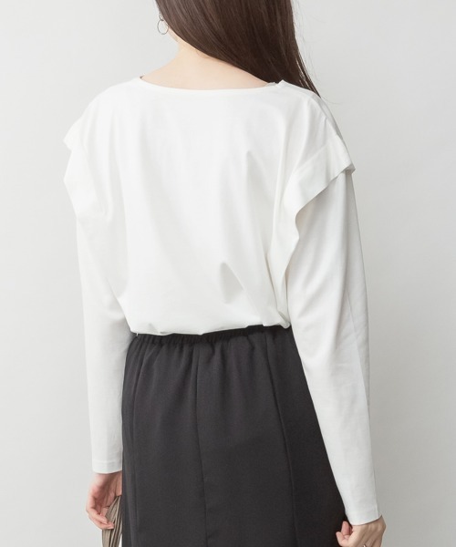 RCD(アールシーディー)の「ショルダータックカットソー(Tシャツ/カットソー・レディース・ブラック/グレイッシュベージュ/カーキ/チャコールグレー/オフホワイト・M-L/LL~3L/4L~5L)」の8枚目の写真