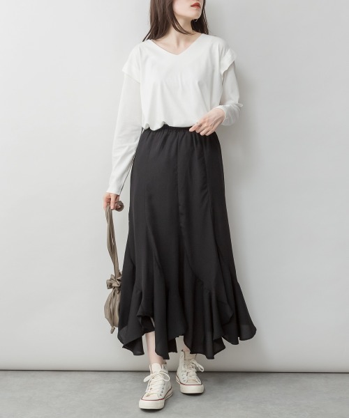RCD(アールシーディー)の「ショルダータックカットソー(Tシャツ/カットソー・レディース・ブラック/グレイッシュベージュ/カーキ/チャコールグレー/オフホワイト・M-L/LL~3L/4L~5L)」の20枚目の写真