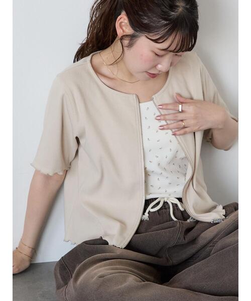 ehka sopo（エヘカソポ）の「テレコジップカーディガン（カーディガン/ボレロ・レディース・ライトベージュ/ブルー/ブラック・F）」の2枚目の写真