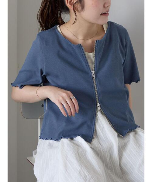 ehka sopo（エヘカソポ）の「テレコジップカーディガン（カーディガン/ボレロ・レディース・ライトベージュ/ブルー/ブラック・F）」の4枚目の写真