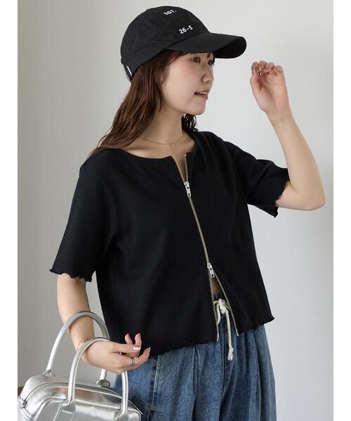 ehka sopo（エヘカソポ）の「テレコジップカーディガン（カーディガン/ボレロ・レディース・ライトベージュ/ブルー/ブラック・F）」の11枚目の写真