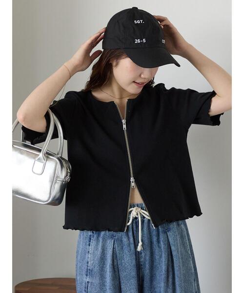 ehka sopo（エヘカソポ）の「テレコジップカーディガン（カーディガン/ボレロ・レディース・ライトベージュ/ブルー/ブラック・F）」の13枚目の写真