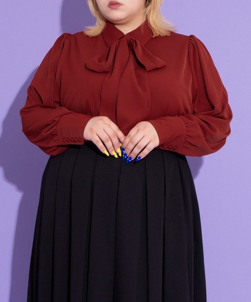 PUNYUS(プニュズ)の「リボン付きブラウス(シャツ/ブラウス・レディース・ネイビー/ホワイト/レッド・1/2/3/4)」の3枚目の写真