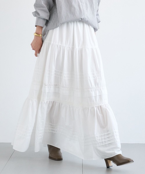 BARNYARDSTORM（バンヤードストーム）の「BARNYARDSTORM / ピンタックレースコットンスカート / ハンドウォッシャブル 【YouTube「i.style closet」紹介アイテム】（スカート・レディース・ブラック/ホワイト・FREE）」の13枚目の写真