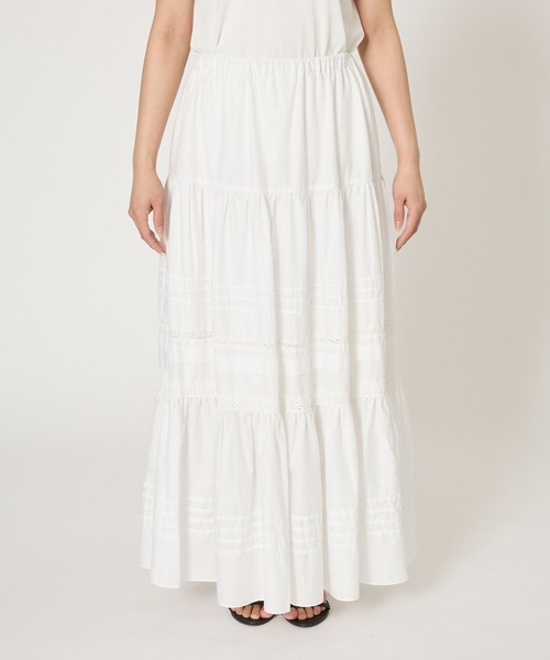 BARNYARDSTORM（バンヤードストーム）の「BARNYARDSTORM / ピンタックレースコットンスカート / ハンドウォッシャブル 【YouTube「i.style closet」紹介アイテム】（スカート・レディース・ブラック/ホワイト・FREE）」の12枚目の写真