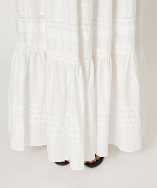 BARNYARDSTORM（バンヤードストーム）の「BARNYARDSTORM / ピンタックレースコットンスカート / ハンドウォッシャブル 【YouTube「i.style closet」紹介アイテム】（スカート・レディース・ブラック/ホワイト・FREE）」の6枚目の写真