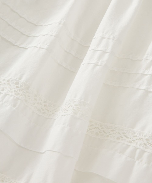 BARNYARDSTORM（バンヤードストーム）の「BARNYARDSTORM / ピンタックレースコットンスカート / ハンドウォッシャブル 【YouTube「i.style closet」紹介アイテム】（スカート・レディース・ブラック/ホワイト・FREE）」の4枚目の写真