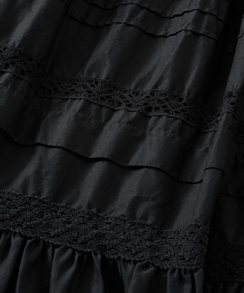 BARNYARDSTORM（バンヤードストーム）の「BARNYARDSTORM / ピンタックレースコットンスカート / ハンドウォッシャブル 【YouTube「i.style closet」紹介アイテム】（スカート・レディース・ブラック/ホワイト・FREE）」の3枚目の写真