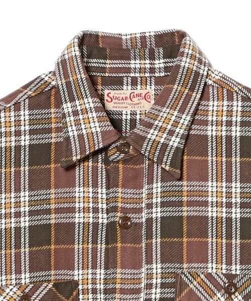 SUGAR CANE(シュガーケーン)の「SUGAR CANE / TWILL CHECK WORK SHIRT(シャツ/ブラウス・レディース・ブラウン・MEDIUM)」の3枚目の写真