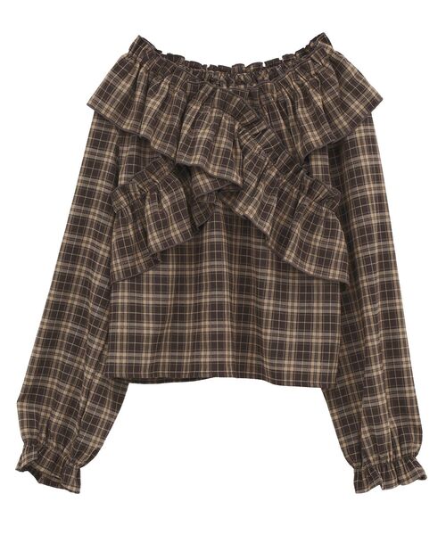 earth music&ecology（アースミュージックアンドエコロジー）の「フリルオフショルブラウス（シャツ/ブラウス・レディース・アイボリー/ブラック/チェック・FREE）」の18枚目の写真