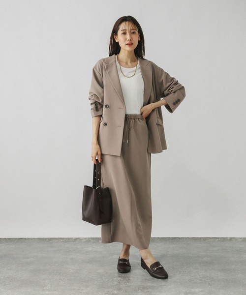 GLOBAL WORK（グローバルワーク）の「ウツクシルエットイージーIラインスカート/499665（スカート・レディース・ブラック/ブラウン系その他6/ネイビー・LARGE/MEDIUM/SMALL）」の4枚目の写真