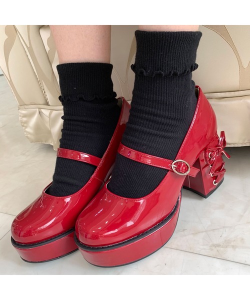 cs T&P(シーエスティーアンドピー)の「厚底ヒールレースアップパンプス(パンプス・レディース・ブラック系1/レッド系3/ホワイト系2・LL/L/M/S)」の10枚目の写真