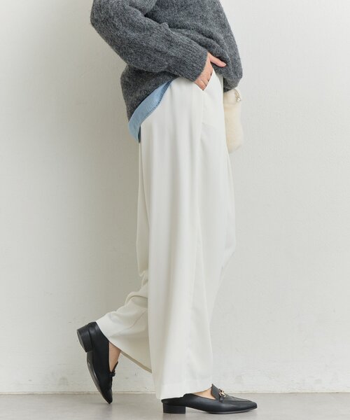 un dix cors(アンディコール)の「《デイリーに活躍》タックワイドパンツ(スラックス・レディース・ブラック/オフホワイト/チャコールグレー/モカ・FREE)」の2枚目の写真