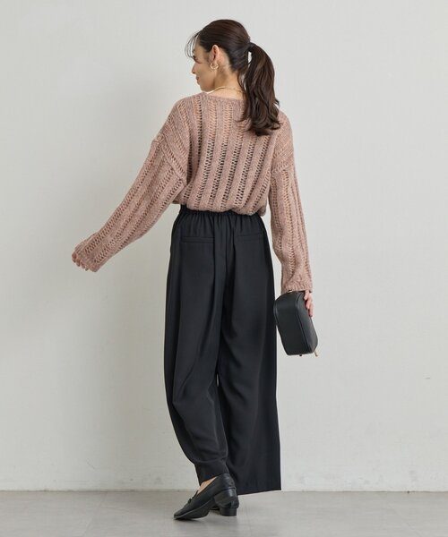 un dix cors(アンディコール)の「《デイリーに活躍》タックワイドパンツ(スラックス・レディース・ブラック/オフホワイト/チャコールグレー/モカ・FREE)」の7枚目の写真