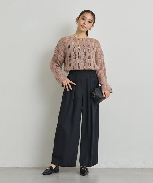 un dix cors(アンディコール)の「《デイリーに活躍》タックワイドパンツ(スラックス・レディース・ブラック/オフホワイト/チャコールグレー/モカ・FREE)」の8枚目の写真