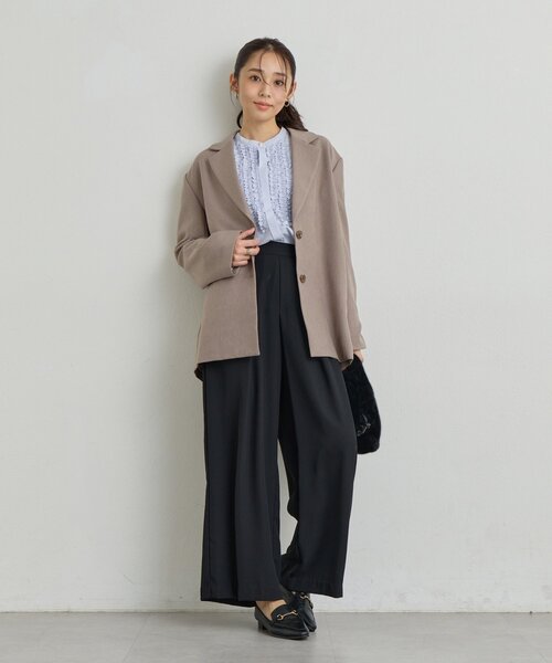 un dix cors(アンディコール)の「《デイリーに活躍》タックワイドパンツ(スラックス・レディース・ブラック/オフホワイト/チャコールグレー/モカ・FREE)」の9枚目の写真
