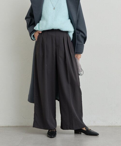 un dix cors(アンディコール)の「《デイリーに活躍》タックワイドパンツ(スラックス・レディース・ブラック/オフホワイト/チャコールグレー/モカ・FREE)」の19枚目の写真