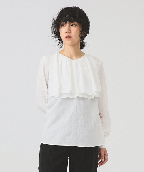 Ray BEAMS（レイビームス）の「RBS / レイヤー ラッフル ヨーク ブラウス（シャツ/ブラウス・レディース・ブラック/ホワイト・ONE SIZE）」の2枚目の写真