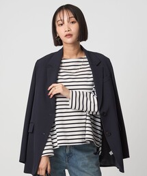 【グリーンレーベルリラクシング】ボーダーカットソー 九分袖 袖 レーヨン 古着 グリーンレーベルリラクシング】ボーダーカットソー 九分袖 袖