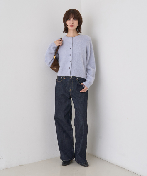 Rouge vif（ルージュヴィフ）の「フォックスウールクルーネッククルミ釦カーディガン（カーディガン/ボレロ・レディース・サックスブルー/ネイビー/ベージュ・フリー）」の14枚目の写真