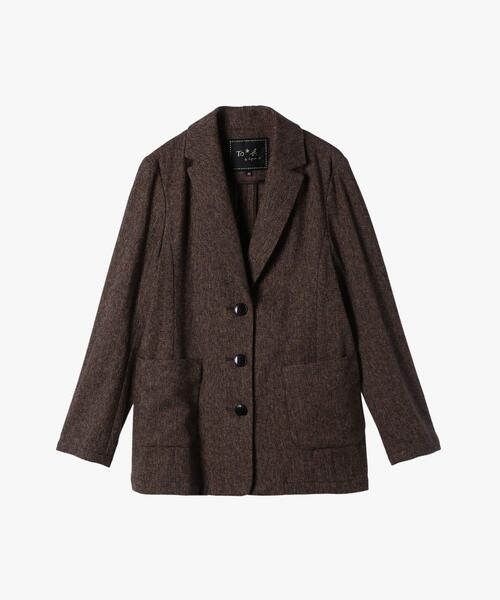 フランス製 agnes b. homme ツイード テーラードジャケット セール】コットン ツイード テーラードジャケット（テーラード