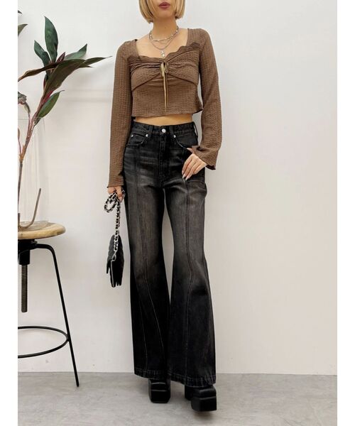 EVRIS（エヴリス）の「レースドッキングトップス（Tシャツ/カットソー・レディース・ブラウン/ホワイト/ブラック・FREE）」の19枚目の写真