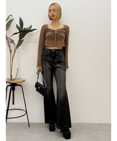 EVRIS（エヴリス）の「レースドッキングトップス（Tシャツ/カットソー・レディース・ブラウン/ホワイト/ブラック・FREE）」の18枚目の写真