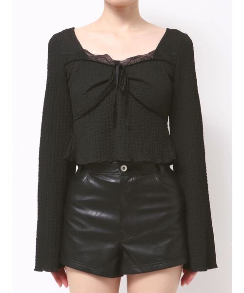 EVRIS（エヴリス）の「レースドッキングトップス（Tシャツ/カットソー・レディース・ブラウン/ホワイト/ブラック・FREE）」の17枚目の写真