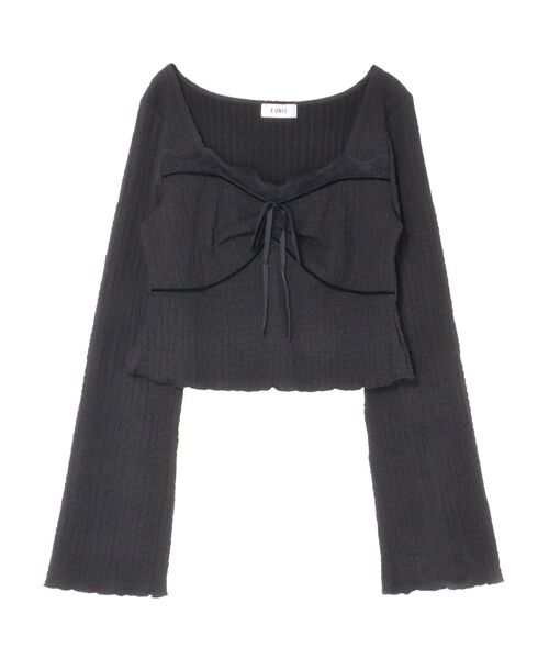 EVRIS（エヴリス）の「レースドッキングトップス（Tシャツ/カットソー・レディース・ブラウン/ホワイト/ブラック・FREE）」の4枚目の写真