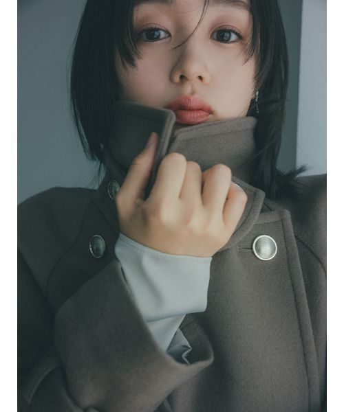 SNIDEL（スナイデル）の「ウールカシミヤスタンドカラーコート（チェスターコート・レディース・アイボリー/ダークグレー/ブラウン/ライトブルー・0/1）」の7枚目の写真