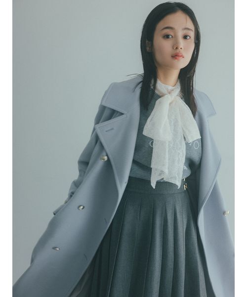 SNIDEL（スナイデル）の「ウールカシミヤスタンドカラーコート（チェスターコート・レディース・アイボリー/ダークグレー/ブラウン/ライトブルー・0/1）」の11枚目の写真