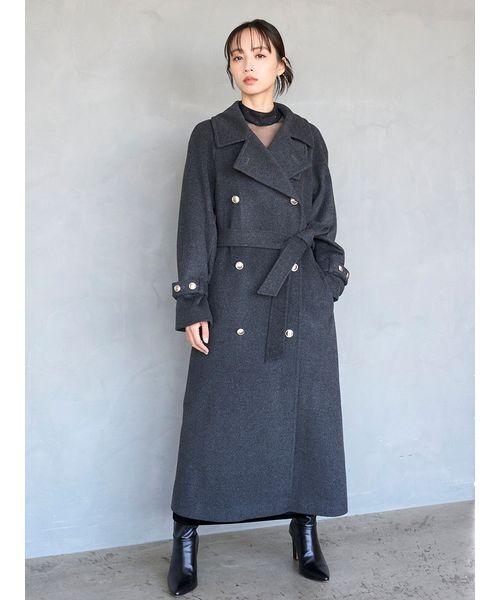 ウールカシミヤスタンドカラーコート（チェスターコート）｜SNIDEL