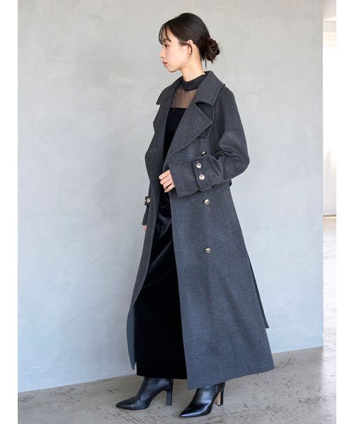 ウールカシミヤスタンドカラーコート（チェスターコート）｜SNIDEL