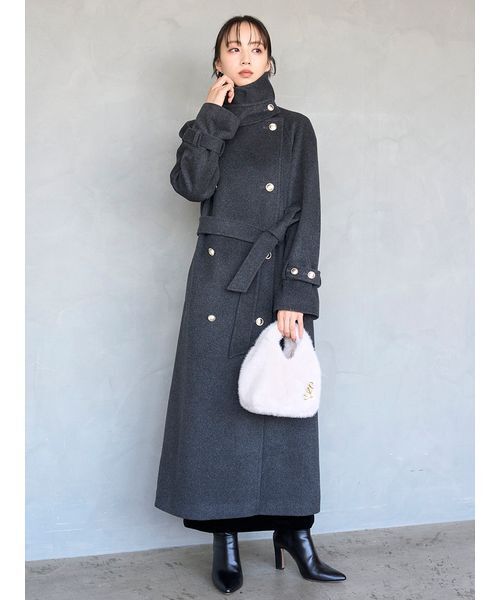 ウールカシミヤスタンドカラーコート（チェスターコート）｜SNIDEL