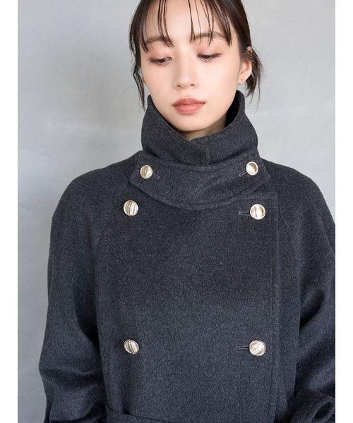 セール】ウールカシミヤスタンドカラーコート（チェスターコート