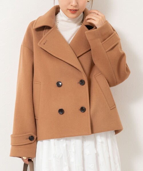 NOLLEY’S（ノーリーズ）の「ウールカシミヤダブルブレストコート（ピーコート・レディース・キャメル/ネイビー・38）」の6枚目の写真