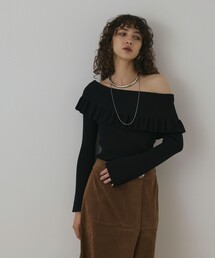 【2023未使用】グレースコンチネンタル フリルストライプトップス サックス36 2023未使用】グレースコンチネンタル フリルストライプトップス