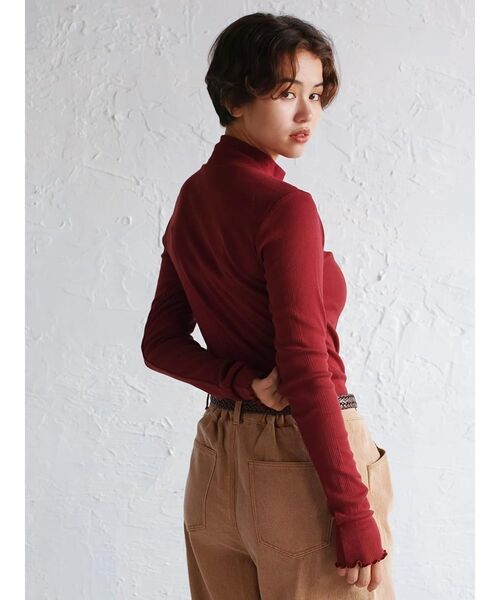 FIKA.(フィーカ)の「Prib turtle tee(Tシャツ/カットソー・レディース・ダークブラウン/杢グレー/チャコール/アイボリー/ワインレッド・FREE)」の7枚目の写真