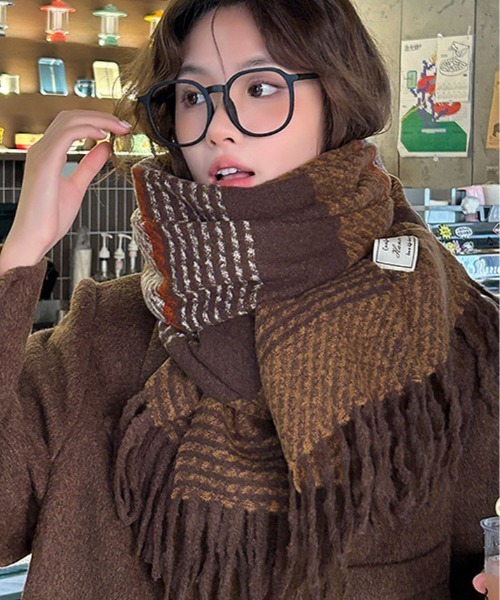 セール】チェック柄 ボリューム ストール（マフラー）｜kirakiraShop